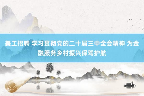 美工招聘 学习贯彻党的二十届三中全会精神 为金融服务乡村振兴保驾护航